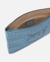 Raffia clutch with Love Birds logo - Light blue | Pinko