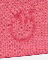 Raffia clutch with Love Birds logo - Pink Pinko | Pinko