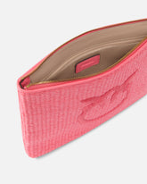 Raffia clutch with Love Birds logo - Pink Pinko | Pinko