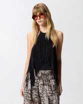 Halterneck top with fringes - | Pinko