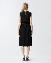 Sleeveless midi dress in floral jacquard with belt - | Pinko