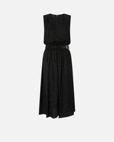 Sleeveless midi dress in floral jacquard with belt - | Pinko