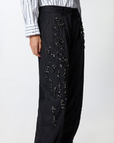 Pantalones de corte holgado con bordado joya - | Pinko