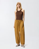 Wide-leg trousers with tie - | Pinko