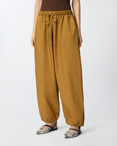 Wide-leg trousers with tie - | Pinko