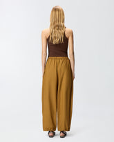 Wide-leg trousers with tie - | Pinko