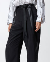 Technical fabric trousers with leather-effect details - | Pinko