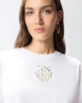T-shirt cropped à broderie Love Birds - Blanc | Pinko