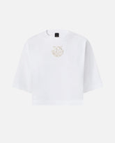 T-shirt cropped à broderie Love Birds - Blanc | Pinko