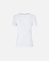 Geripptes T-Shirt mit Stickerei Love Birds - Multicolor Schwarz-Weiß | Pinko
