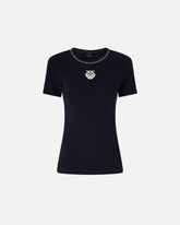 Fine-rib T-shirt with Love Birds embroidery - | Pinko