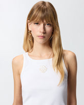 Geripptes Tanktop mit Love Birds-Stickerei - | Pinko
