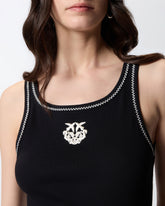 Ribbed vest top with Love Birds embroidery - | Pinko