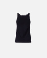 Canotta a costine con ricamo Love Birds - Muticolor Nero-Bianco | Pinko