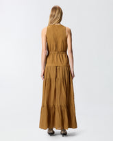 Long cotton dress with flounce and ribbons - | Pinko