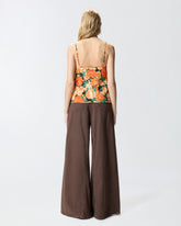 Sleeveless top with fringing and floral print - | Pinko