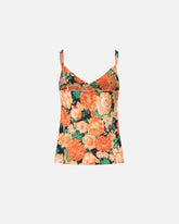 Sleeveless top with fringing and floral print - | Pinko