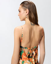 Long dress with fringing and Botanic Garden print - | Pinko