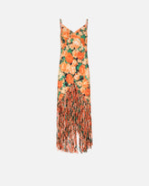 Long dress with fringing and Botanic Garden print - | Pinko