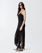 Robe lingerie longue à franges - | Pinko