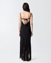 Robe lingerie longue à franges - | Pinko