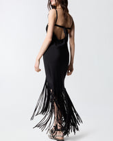 Robe lingerie longue à franges - | Pinko