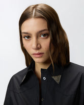 Abito chemisier lungo con frange e dettagli metallici - | Pinko