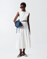 Sleeveless midi dress with pleats and cut-out - | Pinko