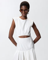 Sleeveless midi dress with pleats and cut-out - | Pinko