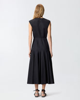 Sleeveless midi dress with pleats and cut-out - | Pinko