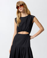 Sleeveless midi dress with pleats and cut-out - | Pinko