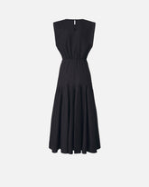 Sleeveless midi dress with pleats and cut-out - | Pinko