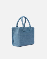 Beach small shopping tote in raffia with Love Birds logo - Light blue | Pinko