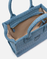 Beach small shopping tote in raffia with Love Birds logo - Light blue | Pinko