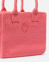 Beach small shopping tote in raffia with Love Birds logo - | Pinko