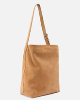 Borsa a tracolla grande Bucket Big in suede - Marrone | Pinko