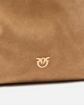 Borsa a tracolla grande Bucket Big in suede - Marrone | Pinko