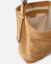 Borsa a tracolla grande Bucket Big in suede - Marrone | Pinko