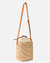 Petit sac à bandoulière Bucket Mini en raphia à chevrons - Multicolore Jaune-Orange | Pinko
