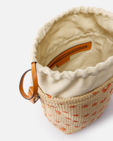 Petit sac à bandoulière Bucket Mini en raphia à chevrons - Multicolore Jaune-Orange | Pinko