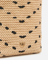 Bucket Mini crossbody bag in raffia with chevron motif - | Pinko