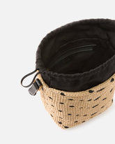 Bucket Mini crossbody bag in raffia with chevron motif - | Pinko