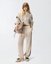 Felpa cropped traforata con bande - | Pinko