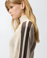 Sweat-shirt cropped ajouré avec bandes - | Pinko