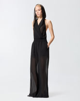 Langer Jumpsuit mit Kapuze und Transparenzen - | Pinko