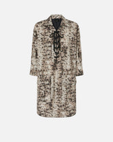 Mini dress with snake print and neckline ribbons - | Pinko