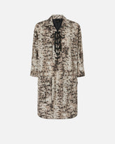 Abito corto con stampa snake e nastri sullo scollo - | Pinko