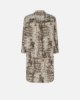 Abito corto con stampa snake e nastri sullo scollo - | Pinko