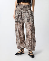 Wide-leg trousers with snake print - | Pinko