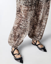Wide-leg trousers with snake print - | Pinko